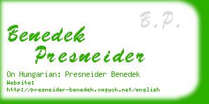 benedek presneider business card